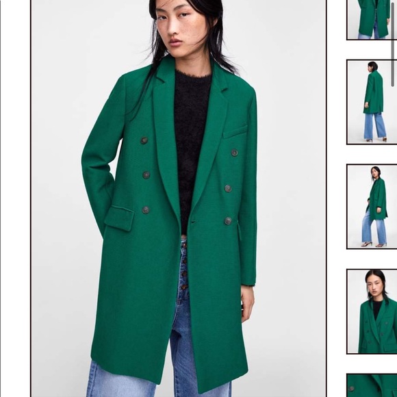 Zara Jackets & Blazers - Zara long blazer double breasted turquoise green